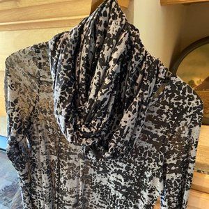 Gray and black top and matching infinity scarf